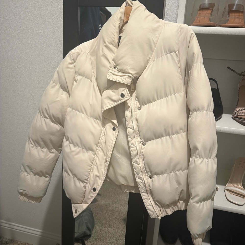 Brave Soul Women's Cream Puffer Jacket